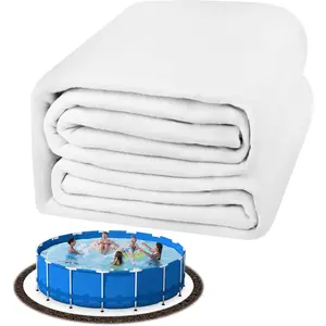 24FT White Seamless Pre-Cut Heavy Duty Round Above Ground Pool Liner Pad, Durable Geotextile Material, Puncture Protection, Extend Liner Life