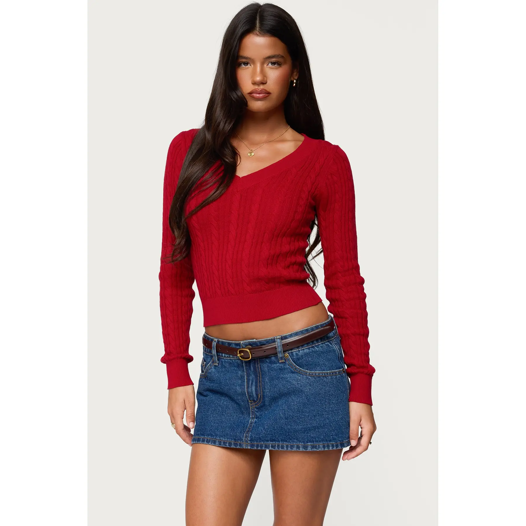 Ashlee V Neck Cable Knit Top Ashlee V Neck Cable Knit Top