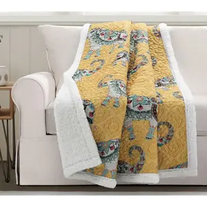 Lush Decor Hati Elephants Sherpa Throw Single 50" x 60"