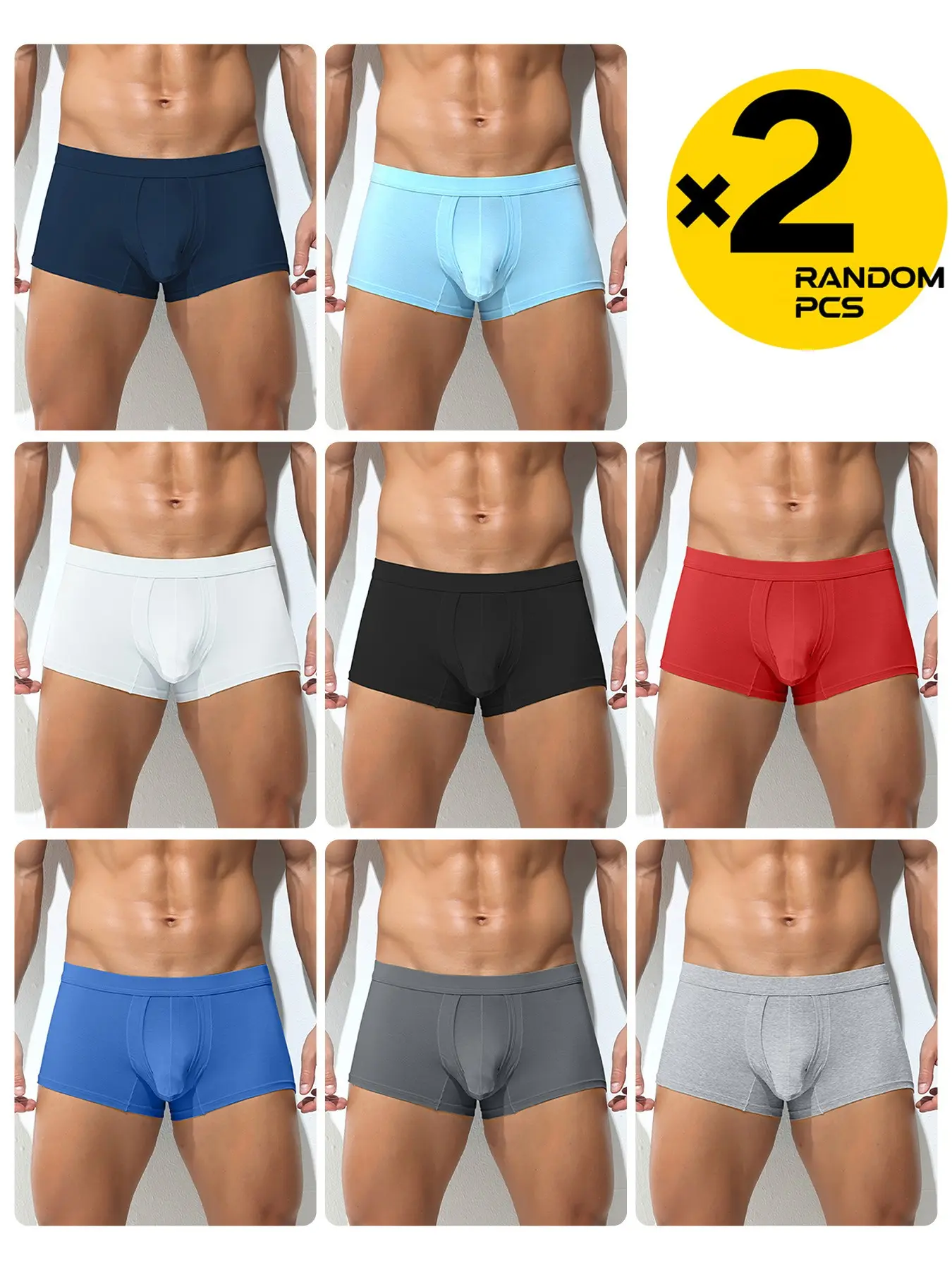 2/3/4 Pcs Random Pack Set Men's Athletic Sporty Boxer Briefs Trunk Underwear, Independent Pouch Elephant Nose Design, Breathable High Elastic Slim-fit, Suitable for Daily Casual & Sports