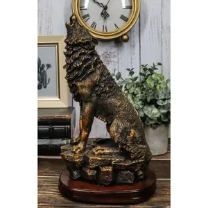 Ebros Howling Wolf Statue 10.5" Tall Alpha Wolf Pack Figurine in Faux Bronze
