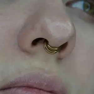 Titanium Triple Septum Hoop 16G Hinged Clicker Nose Ring Boho Simple Style Infinity Theme April Birthstone 1.2 8mm for Daily Gift Occasion Valentine'S Day All Seasons