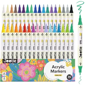 Jootle Dual Tip Acrylic Paint Markers Set, Brush & Fine Tip, coloring book markers, paintmarkers, acrylic markers, artist supplies, DIY crafts tools