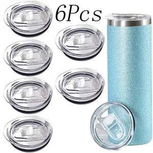 6Pcs Skinny Tumbler Replacement Lid,Clear Cup Covers,Spill Proof Splash Resistant Silicone Sliding Covers,for 2.64 Inch Mouth Tumbler Cooler