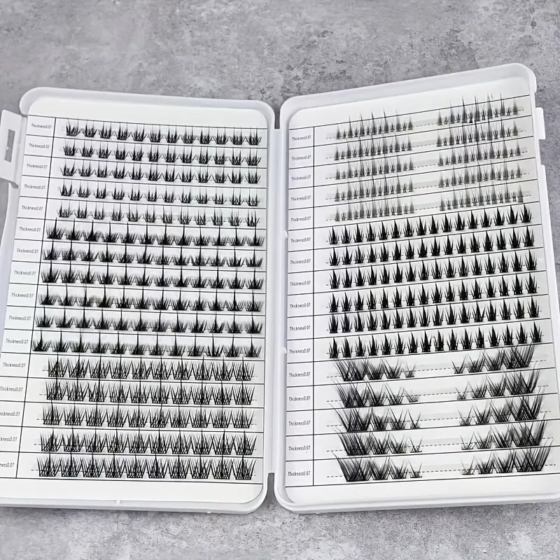 448 Mixed Eyelash Books, Fox Series Eyelash Books Large Capacity Single Cluster DIY Fox Series Four Styles Clear and Charming Side Flying Dense Extended Eye Shape Mirror False Eyelash Eyelash Extension