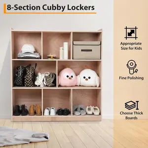 8-Compartment Storage Cubby with 4 Rolling Casters, 2 Storage Boxes, Mobile Classroom Cabinet – Home Organizer for Daycare, Kids’ Playroom, Rolling Caster