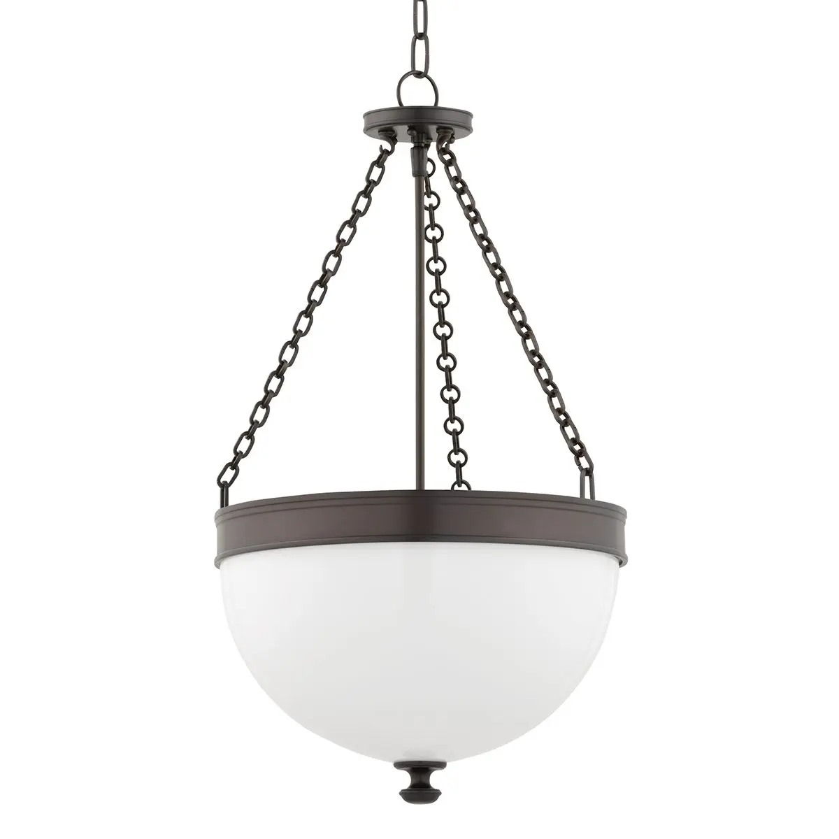 Large Barrington Pendant Light - Historic Bronze Finish with White Opal Glass Shade