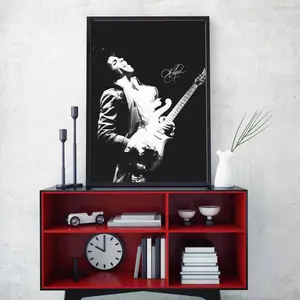 Prince Poster with signature - Prince Rogers Nelson Art Print - Rock Music Wall Design - Black White Artwork - Electric Guitar Player