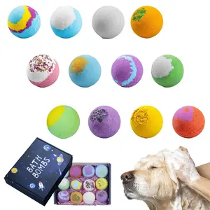 Pet Bath Salt Ball, 12pcs/box Natural Hand-made Essential Oil Soft Hair Long-lasting Fragrance Spa Bath Ball, Pet Shower Cleaning Ball