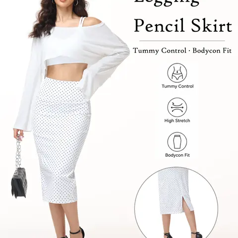 【THE GYM PEOPLE】Women's High Waist Tummy Control Leopard Legging Skirt, Stretchy Bodycon Midi Pencil Skirt with Back Slit, Slim Fit Office & Casual Wear