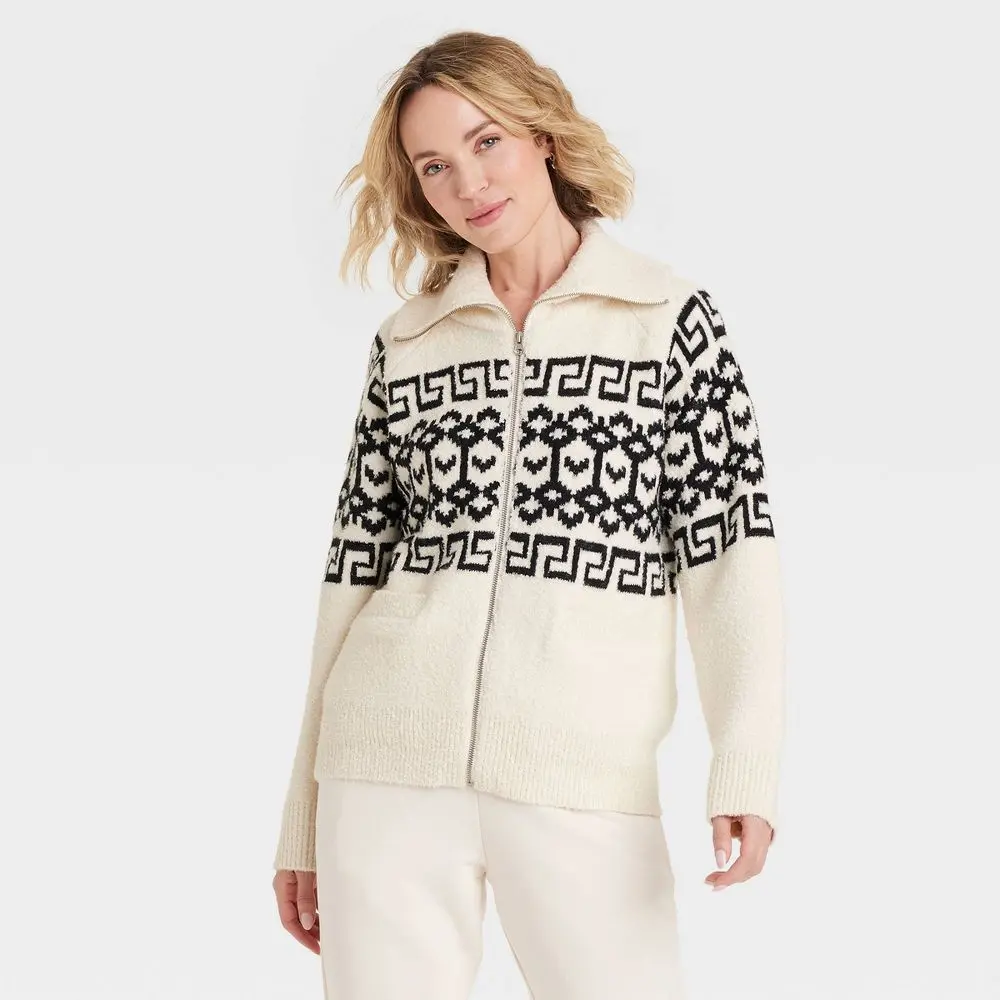 Women's Zip-Up Cardigan - Universal Thread Zig Zag