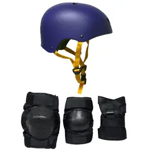 Skateboard Helmet Elbow/Knee/Wrist Pad Combo Skateboarding Skate Park Safety Kit Navy Blue Helmet Extra Small Pads