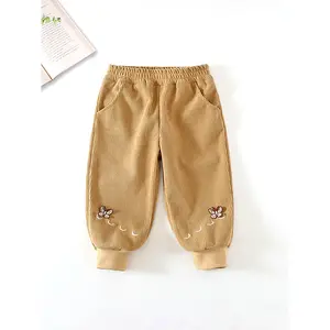 Girls' Cotton Korean-Style Plaid Sweatpants - Winter Warm Loose-Fit Bottoms with Elastic Cuff, Doll Accessory, Pockets, Belt, Machine Washable - Ideal for Playdates, Outdoor Activities