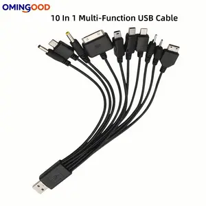 Universal USB Multi Plug Charger Cable 10-In-1 for Smartphone Cellphone Electronic Samsung Xiaomi Huawei Google Oppo Vivo, Durable Fast Charging Sync Cable