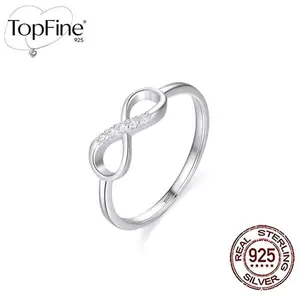 Real 925 Sterling Silver Cubic Zirconia Infinity Symbol Wedding Band Engagement Party Rings for Ladies Fine Jewelry Gifts