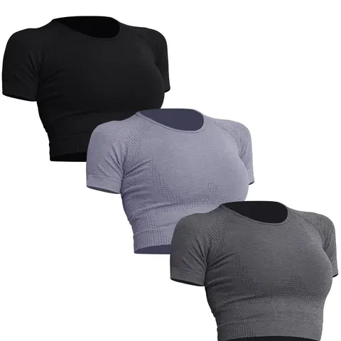 1/3/5 counts Women's Workout Crop Top, Slim Fit Seamless Short Sleeve Sporty Polka Dot T-Shirt, Activewear T Shirt, Yoga Fitness Tight Top, Active Tops, All Seasons