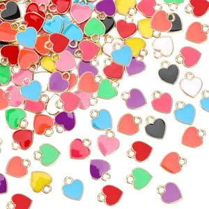 120 count Heart Enamel Charms for Jewelry Making, Love Heart Dangle Charm Colorful Valentines Heart Shape Pendants for DIY Bracelet Necklace Earrings Crafts Supplies