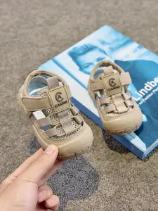 Breathable Mesh Baby Sandals, Sweet Minimalist Style, Anti-Collision PU Toe, Non-Slip Rubber Sole, Velcro Closure, 1-3 Years Girls