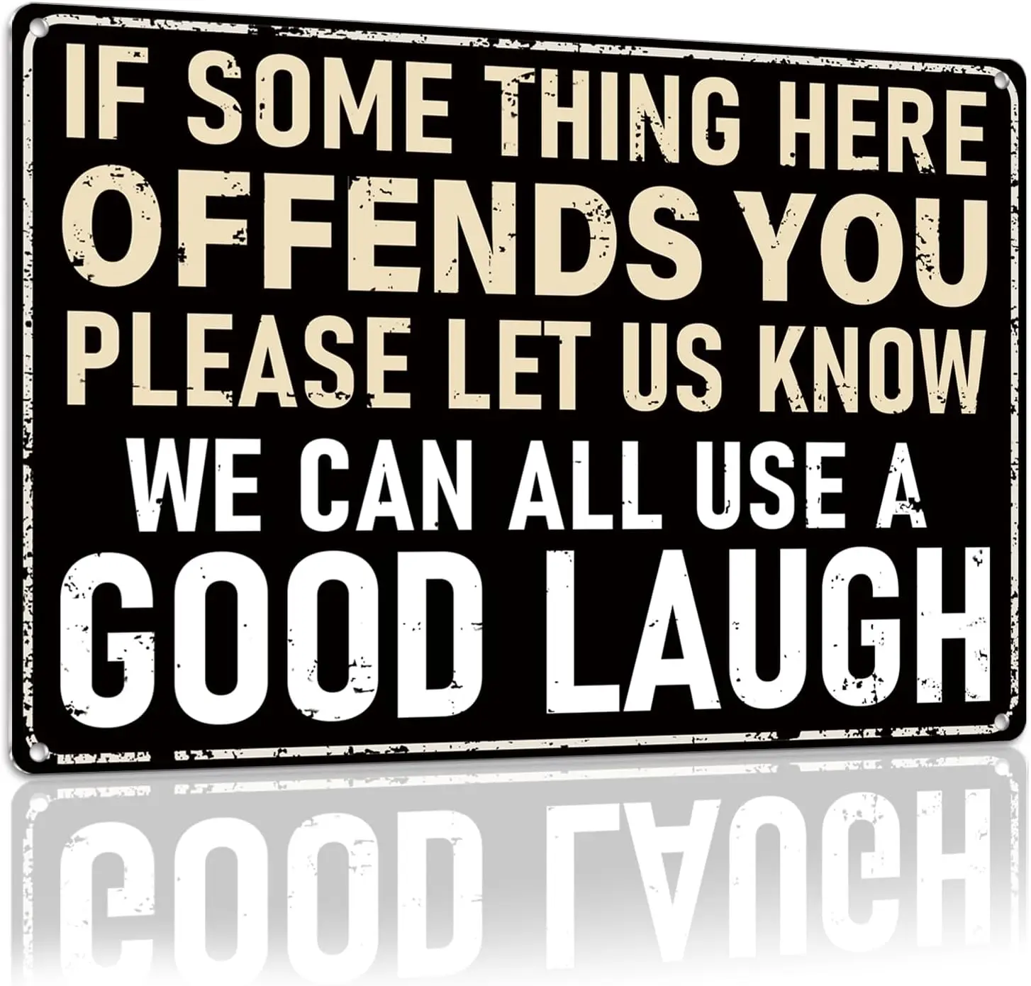 "IF SOMETHING HERE OFFENDS YOU" Vintage Metal Tin Plaque Signage, 8x12in Home Decor Products, Wall Decor for Man Cave, Steel Wall Art