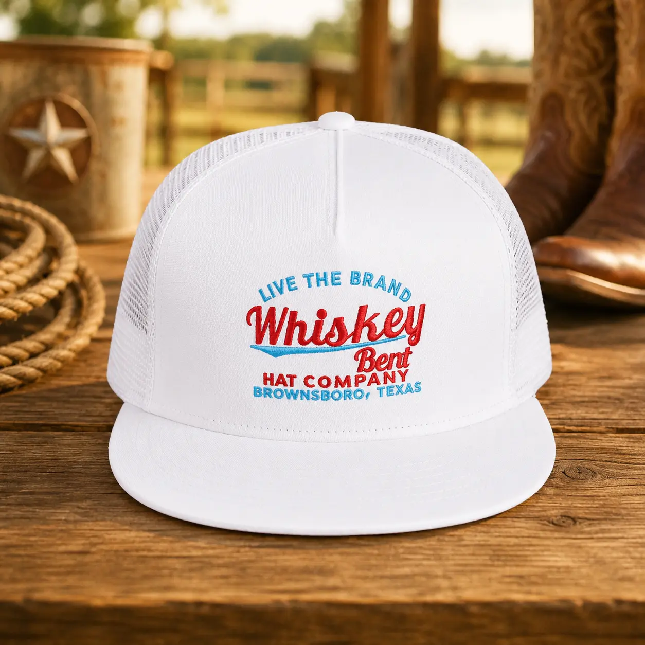 Whiskey Bent Western Trucker Hat Adjustable Snapback Cap with Breathable Mesh Back Vintage High Profile Design Cotton Blend Material Shapeable Bill for Men Outdoor Casual Everyday Use