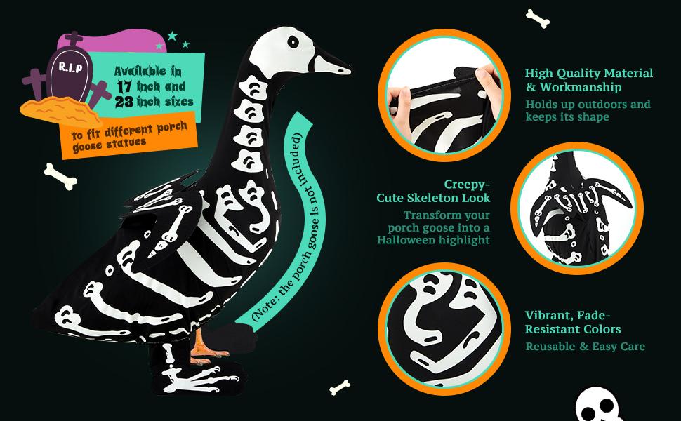 Halloween Porch Goose Outfits Glow in the Dark Skeleton Pumpkin Costume Clothes Accessories for 23'' Plastic/ Cement Goose Statue, Halloween Outdoor Patio Yard Lawn Decoration Halloween Porch Goose Outfits Glow in the Dark Skeleton Pumpkin Costume Clothes Accessories for 23'' Plastic/ Cement Goose Statue, Halloween Outdoor Patio Yard Lawn Decoration