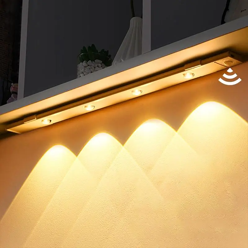 LED Under Cabinet Light with Motion Sensor Night Light, 1 Count USB Rechargeable Cat's Eye Ripple Light, Night Light with 3 Color Temperature Stepless
