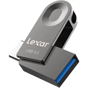 Lexar E32C 128GB TypeC USB Flash Drive, USBAUSBC 3.2 Gen 1 Dual Drive OTG 100MB/s Read, Thumb Drive Swivel Design Drive for USB 3.0/2.0, Memory Stick for Android Smartphone, Laptop, PC