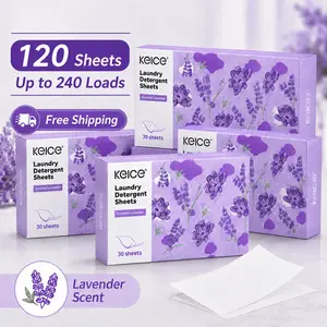 KEICE Scented Compact Multi-Purpose Household Laundry Fabric Care Sheets, 4 Boxes (120 Total Sheets), Up to 240 Loads, Fast-Dissolving, for Clothes & Blankets