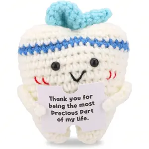 Handmade Crochet Tooth Toy, Positive Incentive Doll with Encouragement Cards, Cute Motivational Toy for Kids and Adults
