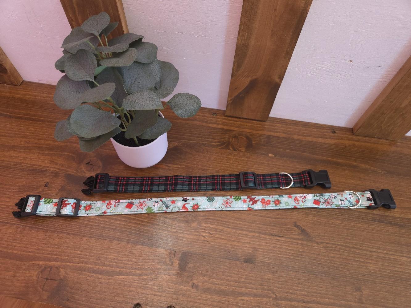 Puppy Pals Christmas Dog Collar - Adjustable for Small, Medium and Large Dogs, Nylon Webbing, 1" Wide, Bell Add-On Available