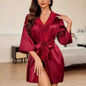 Women's Kimono Robe Short Satin Pure Short Silky Robes