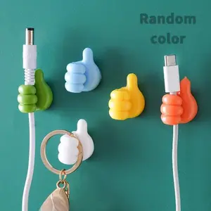【4 PCS】Thumb Wall Hook,4 Counts Cute Decorative Self Adhesive Cable Hook, Cable Clip Hook, Cable Organiser, Desk Accessories, Bedroom Accessories, Room Decor, Home Decor, Gift for Girlfriend, Gift for Boyfriend, Mens Gifts