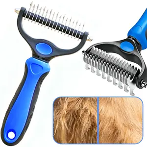 Stainless Steel Double-Sided Pet Detangling Comb,Dematting Undercoat Rake Comb for Dogs and Cats, No More Nasty Shedding or Flying Hair