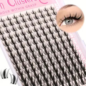 140pcs Fairy Lash Kit 8-18mm Manga Eyelash C Curl - Wide Span DIY Eyelash Natural Extensions Kit Wet-Look Spiky Anime Lashes Individual Fake Eyelashes Ultra-Thin Invisible Lash Band