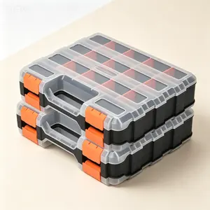 34-Compartment Double-Sided Storage Case, Removable Dividers Small Parts Organizer Box for Hardware, Screws, Bolts, Nails, Beads, Jewelry, Craft Supplies, Portable Tool Box with Secure Latches