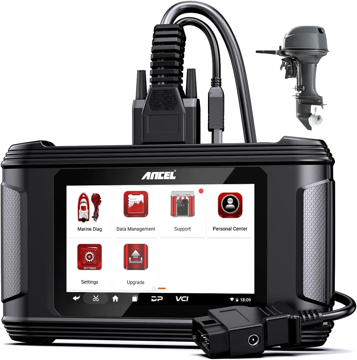 ANCEL MR500 Marine Diagnostic Tool for Yamaha (2003-2024) - 5.0-inch Touchscreen Jet Ski & Outboard Engine Scanner for Boat Enthusiasts, Active Tests, 15+ Service Functions, Read/Clear Codes, Live Data, Oil Change Table, 1-Year Software Update, Remote Con