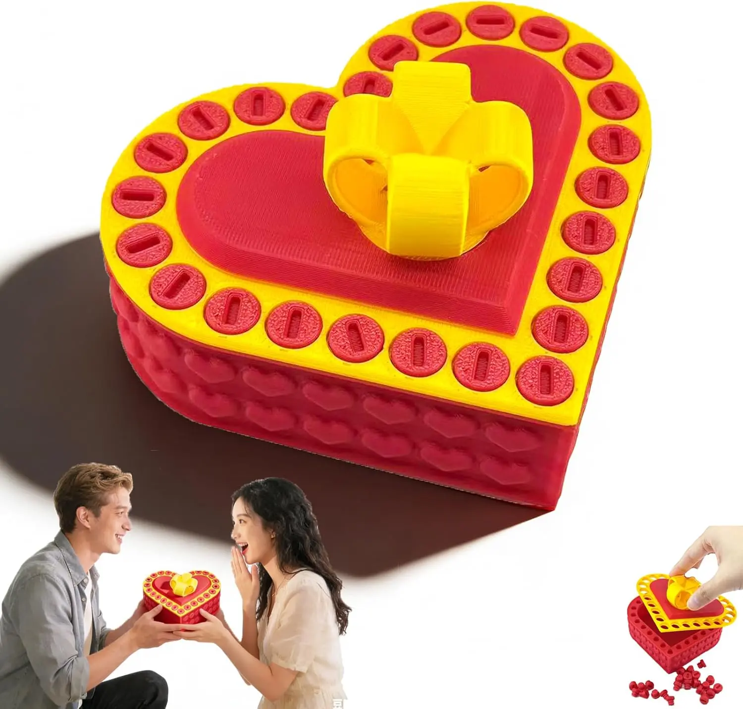 Valentines Day Gifts Heart Shape Annoying Gift Box,Annoying Gift Box Screw Gift Box Prank Annoying Box for Birthdays, Office White Elephant Gifts