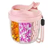 Cute Pill Organizer, Pill Dispenser with 7 Large Compartments, Portable Pill Bottle Box with Wide Opening for Easy Use, Anti-Mix Pills Organizer for Travel, Includes 20 Pcs Sticky Labels Portable Handle Medicine Storage Box Airtight