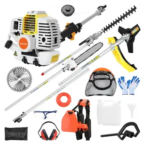 YUCOAP 52CC Gas-Powered Garden Tool, 2-Stroke String Trimmer, Brush Cutter, Hedge Trimmer, Pole Saw and Edger with Extension Pole