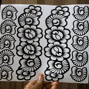 Jamila Daura Elegant and Affordable Bridal Henna Stencil Full Hand Design - Suitable for Weddings, Parties & Everyday Looks - Black and White Floral Flower