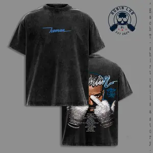 Iceman Vintage Washed Tee, Cold World Music Graphic Shirt, Tracklist Back Print Oversized Streetwear