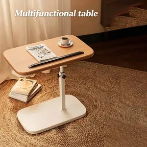Adjustable C-Type Folding Desk, 360° Rotatable Coffee Table, Metal and Wood Structure, Laptop Stand, Perfect for Sofa, Portable Table