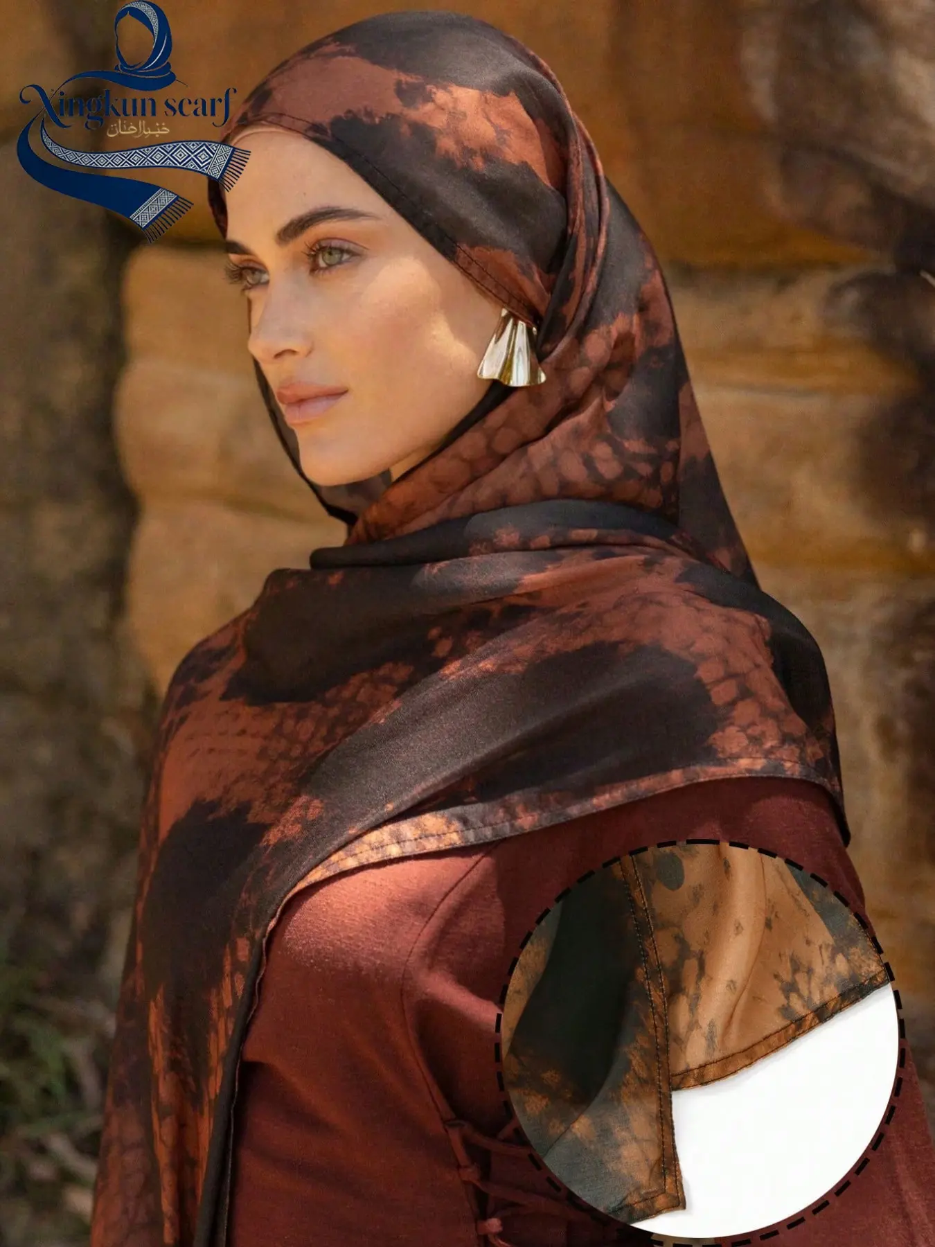 Fashion Geometric Leopard Print Voile Hijab Scarf, Elegant Chic Women's Printed Headscarf For Muslim, Muslim Daily Wear Wrap Turban, Breathable Beach Long Modern Shawl