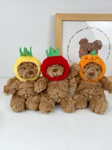 Cute Bear Design Cartoon Pendant, Creative Fruit Hat Detachable Cover Bear, Soft Stuffed Animal Doll, Cute Bear Pendant, Birthday Gift, Room Decoration Accessories, Soft Adorable Stuffed, Teddybear stuffed animal, Cuddly Teddy Bear