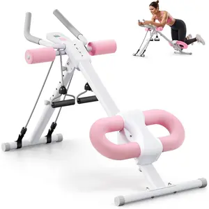Ab Machine, Ab Workout Equipment, Adjustable Ab Trainer Machine for Abs Workout at Home Gym, Foldable, Knee Protection, Abdominal Trainer for Stomach Workout