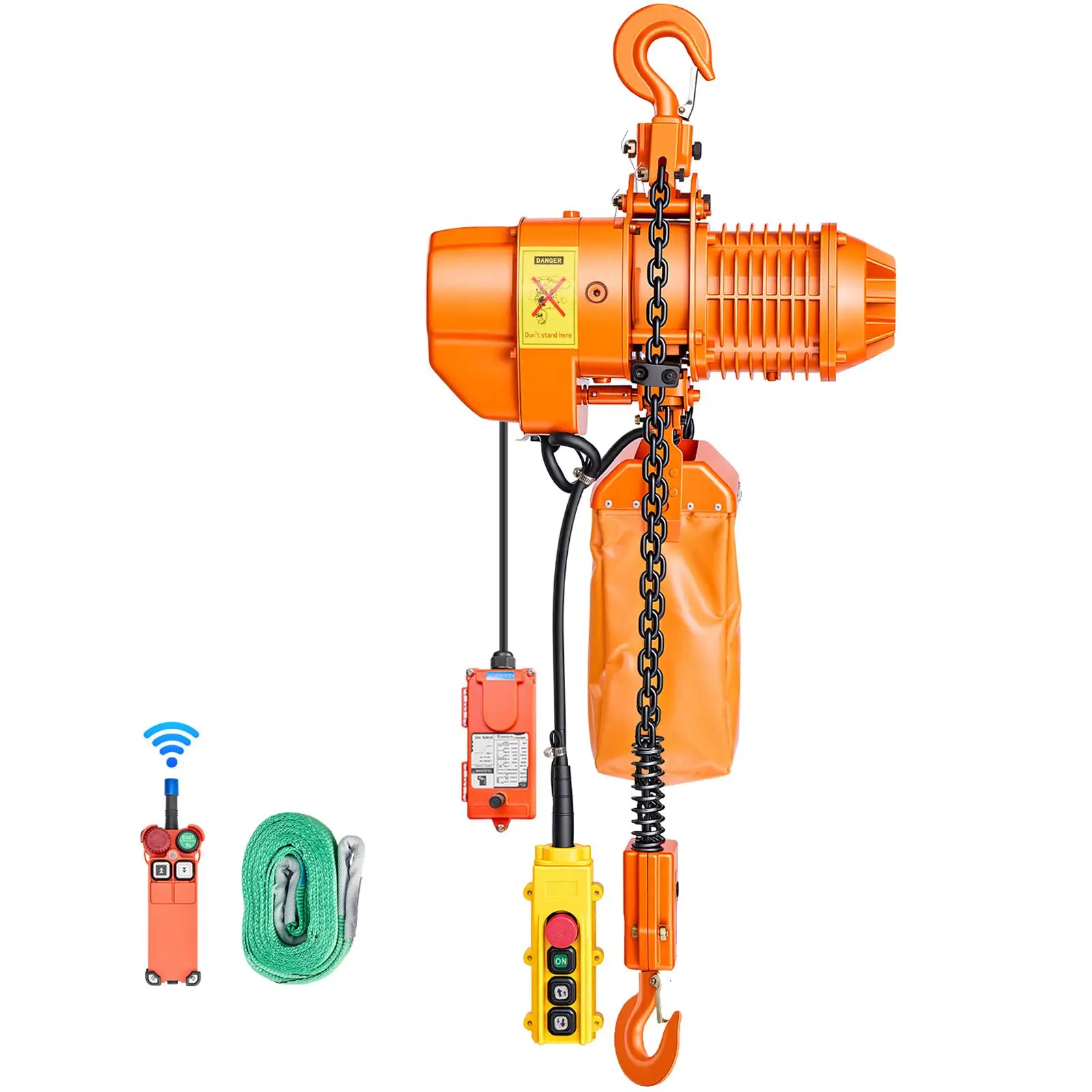 【Summerfinds】VEVOR 2200 lbs Electric Chain Hoist,20 ft Lifting HeightThree-Phase Overhead Crane with 328 ft Wireless & 15 ft Wired Remote ControlDouble G80 Chain Hoist for FactoriesWarehousesGarages