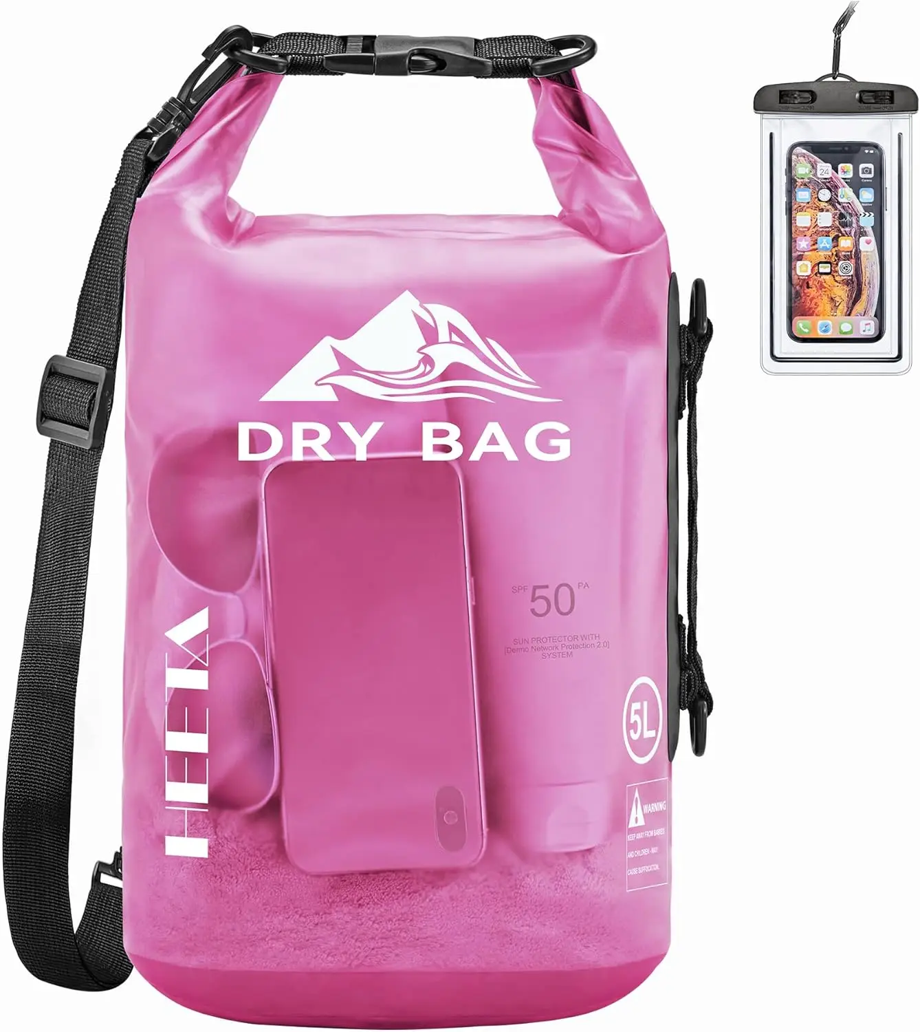 Unisex Roll Top Waterproof PVC Dry Bag Backpack - 5L-40L Lightweight Boating Accessory with Shoulder Strap, Top Handle, Phone Case for Water Sports, Camping
