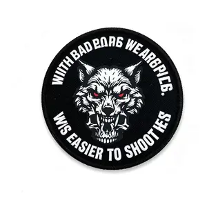 Round Embroidered Hook & Loop Patch, Black Removable Magic Tape Patch, Sewn Edge Decorative Patch for Backpack Hat Jacket Outdoor Gear outdoorfun