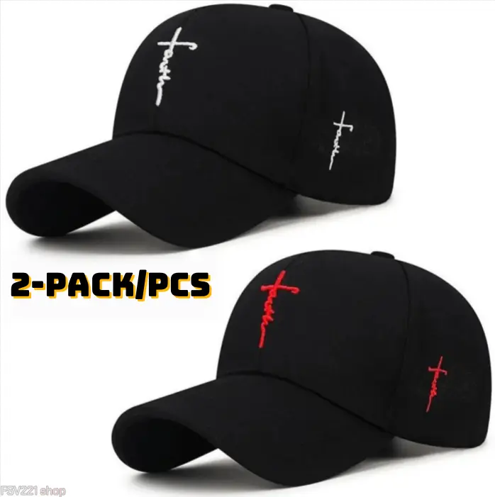Christian Graphic 2-Pack Adjustable Crossover Baseball Cap Set for Couples - Faith-Based Graphics, Adjustable Shoulder Straps, UPF 50+ Solar Protection, Outdoor & Everyday Wear, Adjustable Strap