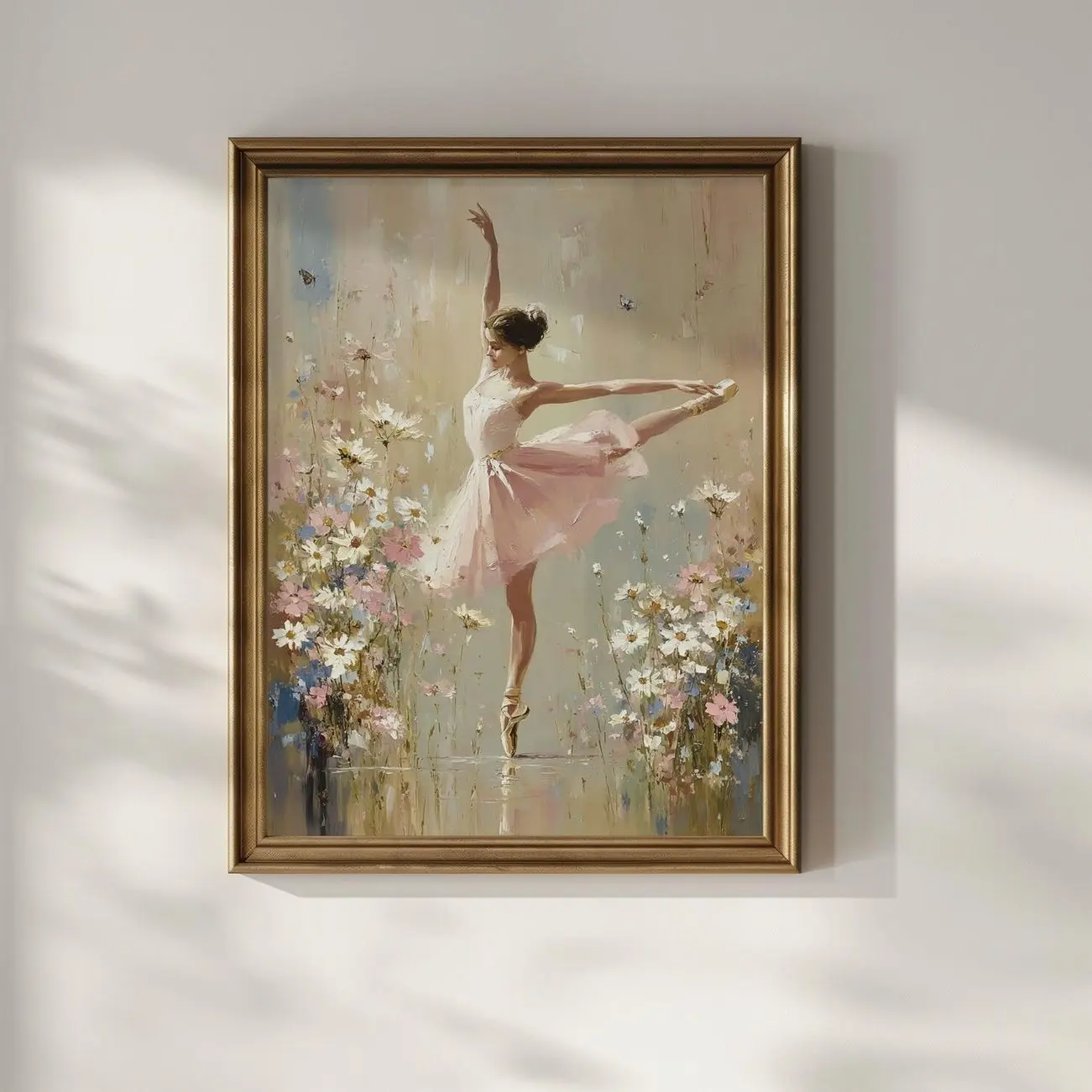 Ballerina Wildflower Poster Vintage Ballet Wall Art Girls Room Decor Gift H